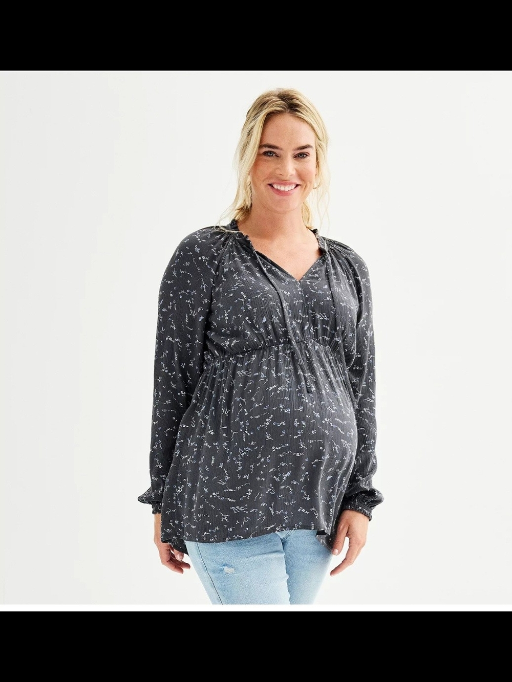 Sonoma Split Neck Peasant Floral Maternity Top